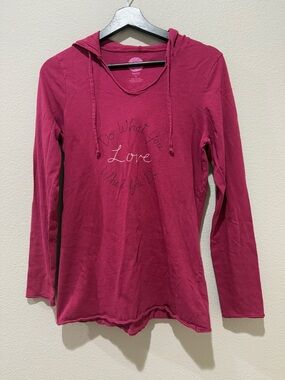 Life Is Good Berry “Do What You Love What You Do” Long Sleeve Hooded Top Size M